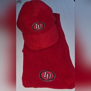INDIANA HOOSERS,NCAA 2 PIECE SCARF & CAP SET RED
